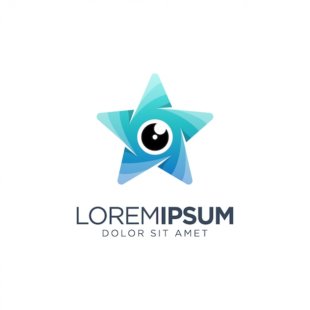 Logotipo azul da lente da estrela