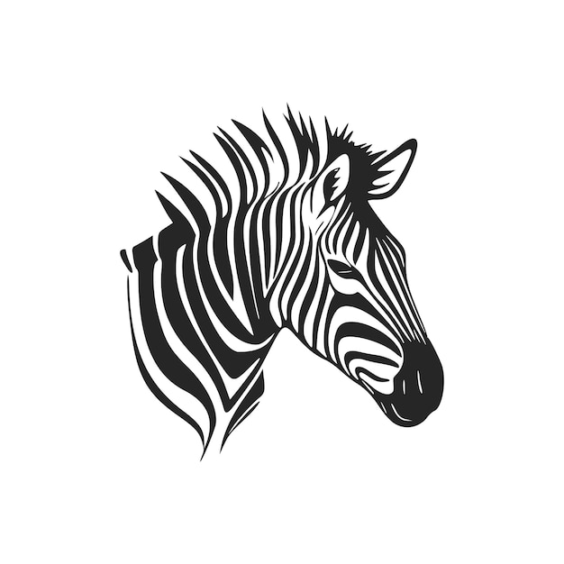 Logotipo básico preto e branco com adorável zebra