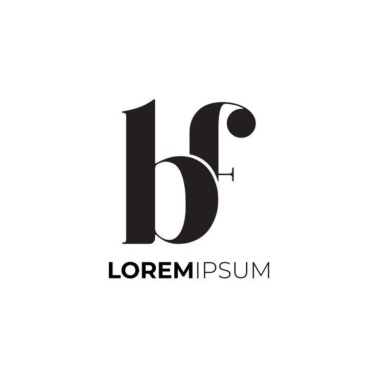 logotipo bf letra b e f conceito de logotipo preto e branco