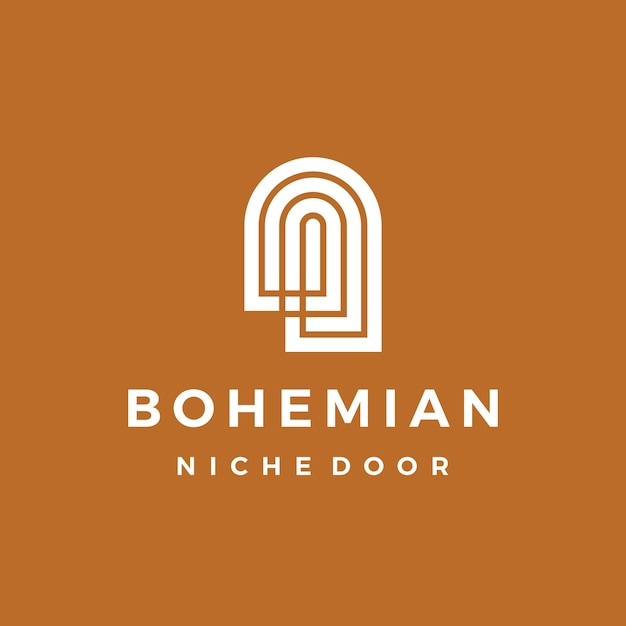 Vetor logotipo boêmio da porta de nicho boho.