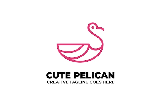 Logotipo bonito do animal pássaro pelicano rosa