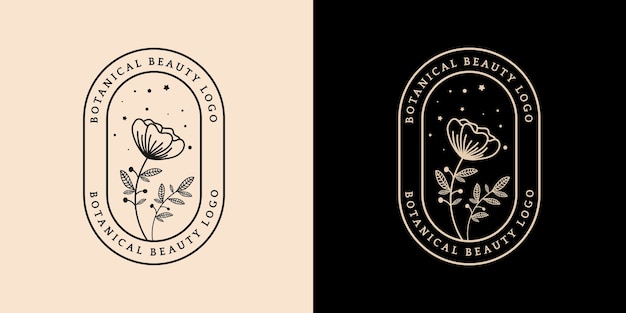 logotipo botânico floral e feminino desenhado à mão, adequado para spa, pele, cabelo, beleza, boutique