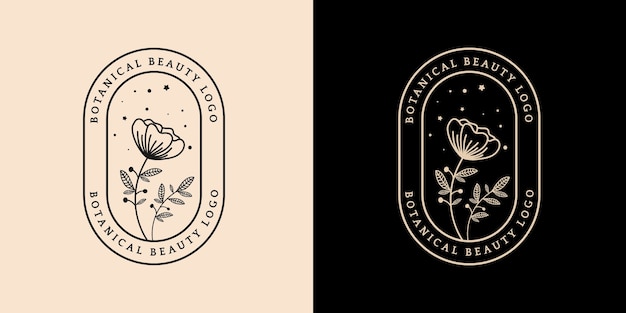 Logotipo botânico floral e feminino desenhado à mão, adequado para spa, pele, cabelo, beleza, boutique