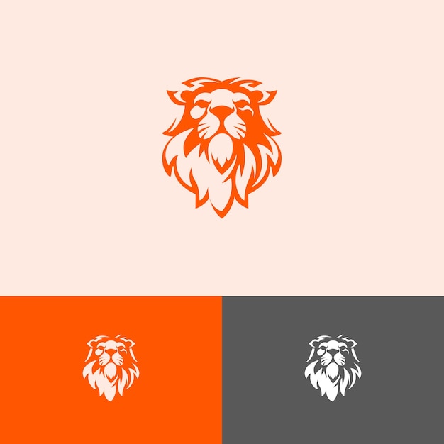 Vetor logotipo cabeça de leão laranja