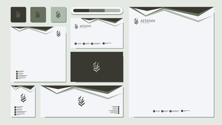 Logotipo caligráfico árabe com nome comercial e design estacionário de papel timbrado e cartão de visita
