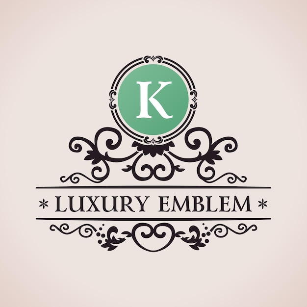 Logotipo caligráfico de luxo e monograma vintage k