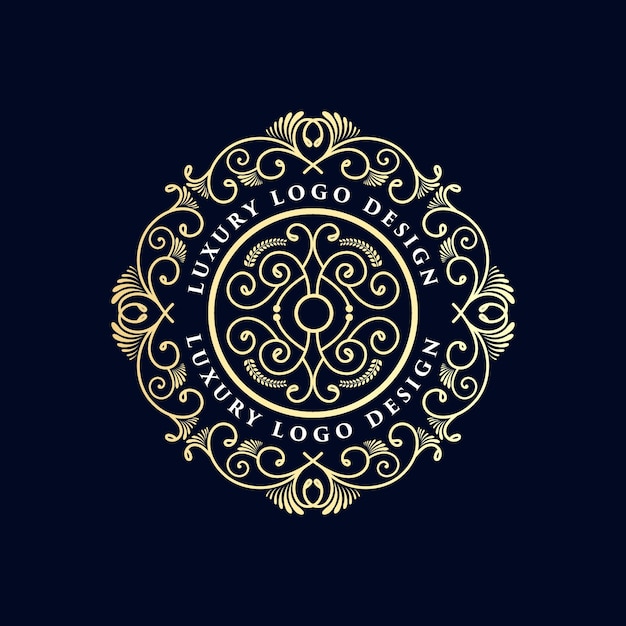 Logotipo caligráfico heráldico vitoriano de luxo retrô vintage antigo com moldura ornamental