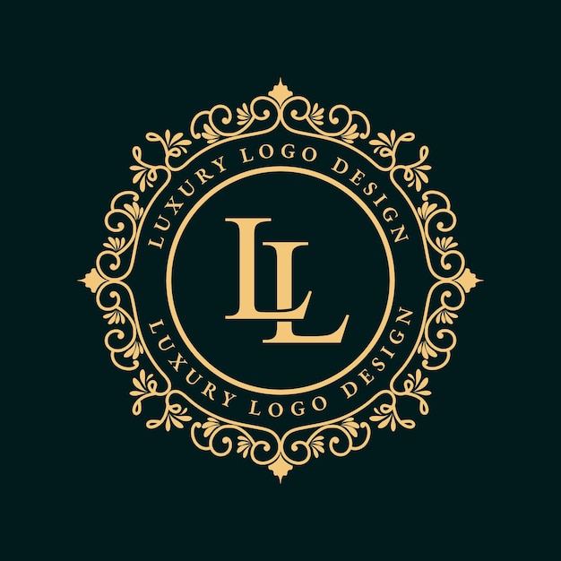 Logotipo caligráfico vitoriano de luxo real antigo com moldura ornamental.