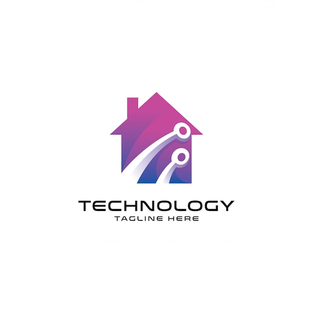 Vetor logotipo casa inteligente moderna, tecnologia e casa