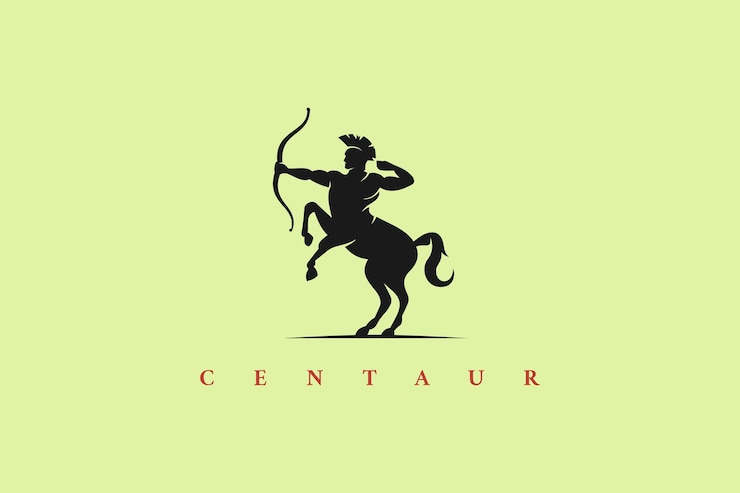 Vetor logotipo centauro cavalo espartano arqueiro guerreiro troiano silhueta criatura mítica