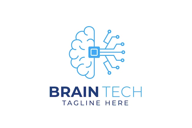 logotipo cerebral adequado para tecnologia design de logotipo modelo de logotipo vetorial de tecnologia cerebral logotipo de inteligência artificial