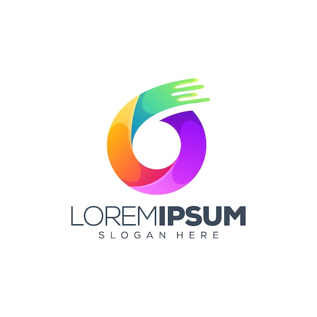 Logotipo colorido com 6 número e slogan modelo