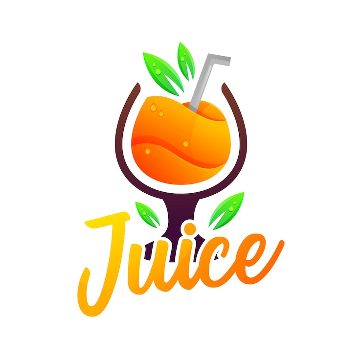 Vetor logotipo colorido com gradiente moderno de suco