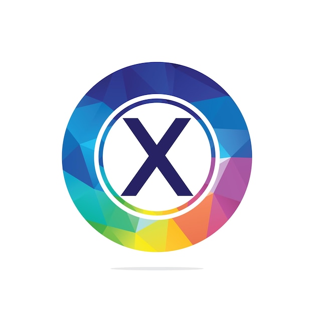 Logotipo colorido da letra x na letra poligonal hexagonal x