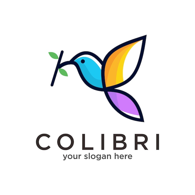 Vetor logotipo colorido do beija-flor
