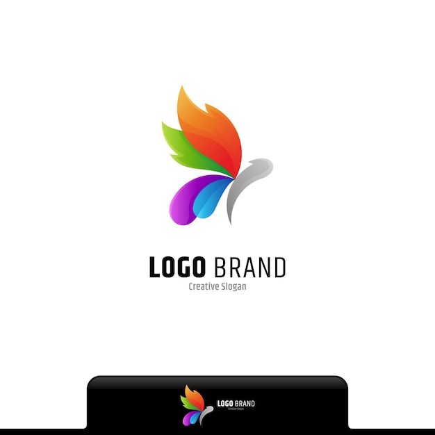 logotipo colorido gradiente de borboleta