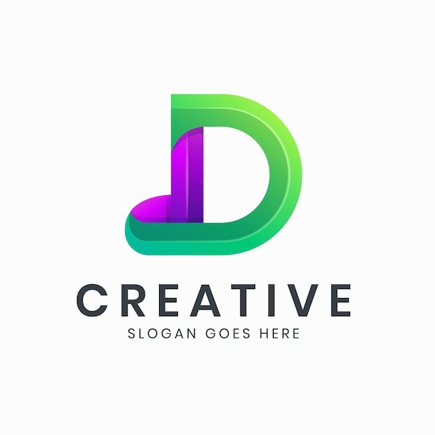 Logotipo colorido gradiente letra D