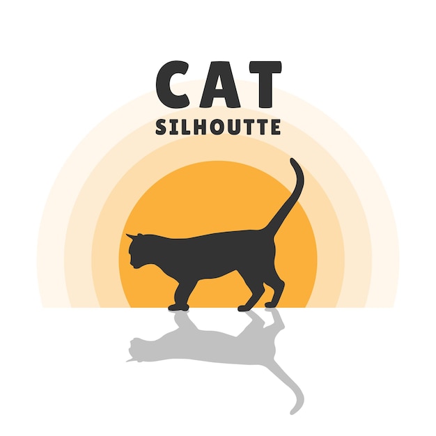 Logotipo com gato em estilo retrô ilustração plana vetorial com design vintage de silhueta de gatos