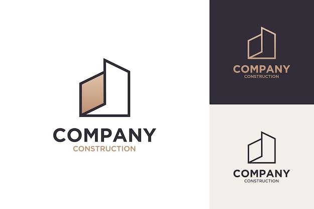 Logotipo corporativo dourado com formas geométricas