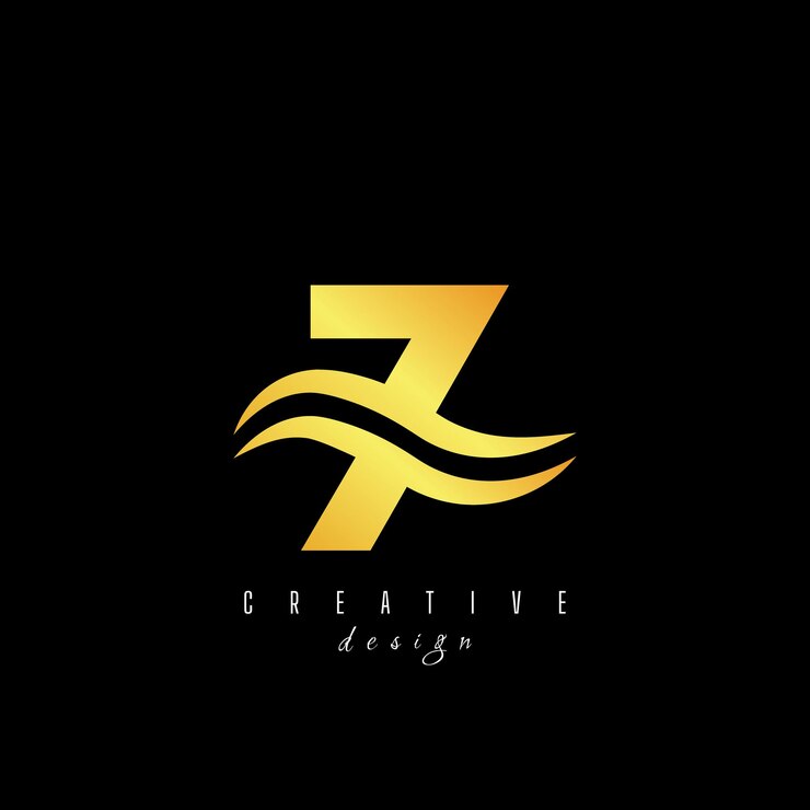 Vetor logotipo criativo de letra dourada 7 sete com linhas principais e design de conceito de estrada