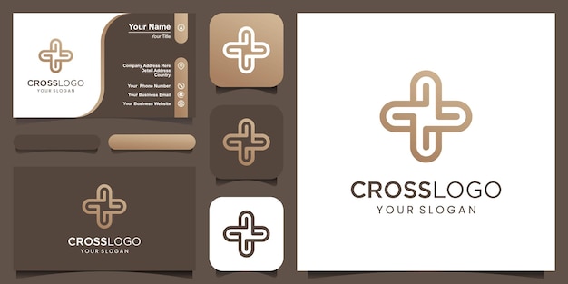Logotipo cruzado médico e modelo de vetor de design de ícone de farmácia de saúde
