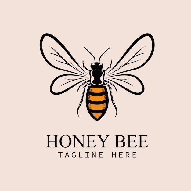 Vetor logotipo da abelha de mel ilustração vetorial de modelo de design