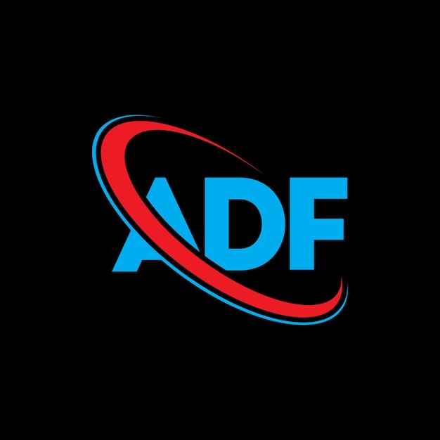 Vetor logotipo da adf design de letras adf iniciais logotipo adf ligado com círculo e letras maiúsculas logotipo do monograma adf tipografia para negócios de tecnologia e marca imobiliária