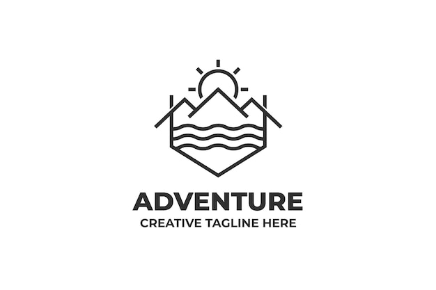 Logotipo da adventure nature outdoor mountain sun