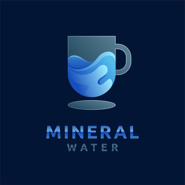 Logotipo da água mineral com conceito de cor gradiente