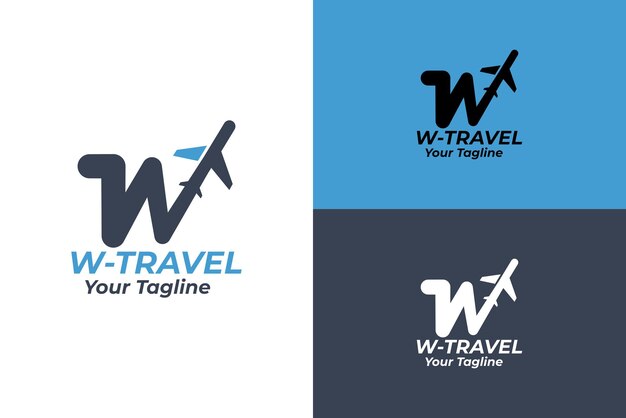 Logotipo da alfa travel e letra w