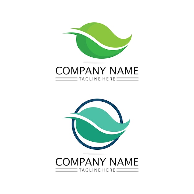 Logotipo da árvore de folha e natureza para ícone de projeto de ecologia de planta verde de vetor de negócios