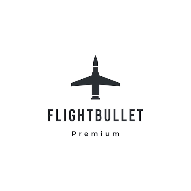 Vetor logotipo da bala de voo combine a bala com o design do logotipo do avião em fundo isolado