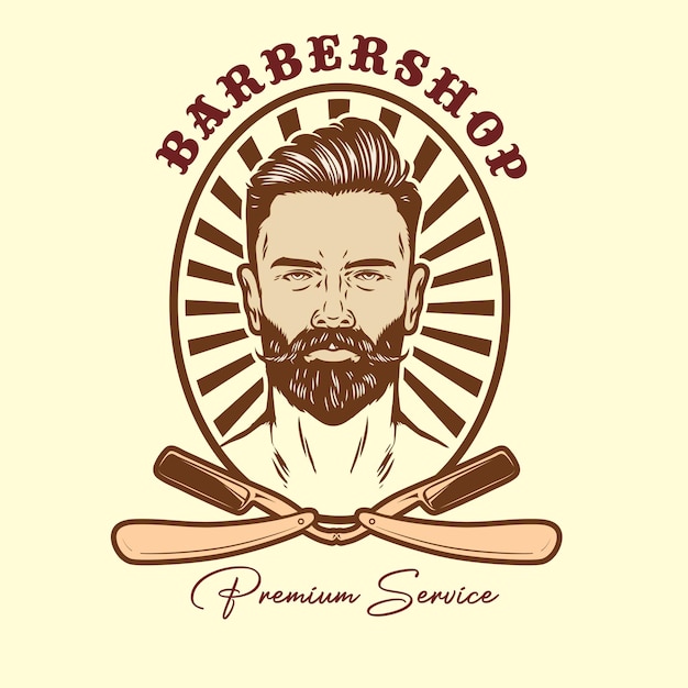 Vetor logotipo da barbearia vetor serviço premium