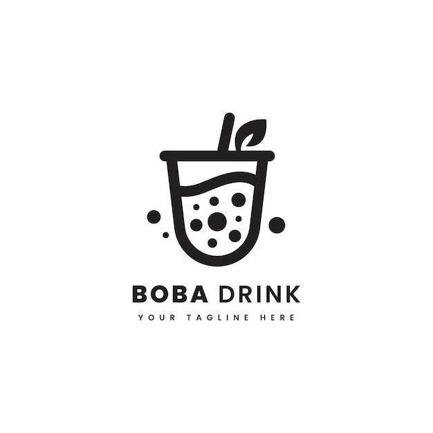 Vetor logotipo da bebida boba em estilo minimalista vector de silhueta da xícara boba adequado para logotipos de bebidas doces