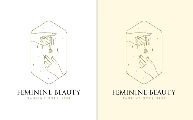 Logotipo da boho beauty com pingente feminino