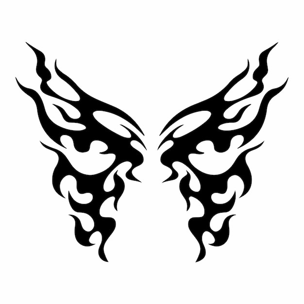 Vetor logotipo da borboleta em fundo branco. conceito de design de tatuagem de estêncil tribal. ilustração vetorial plana
