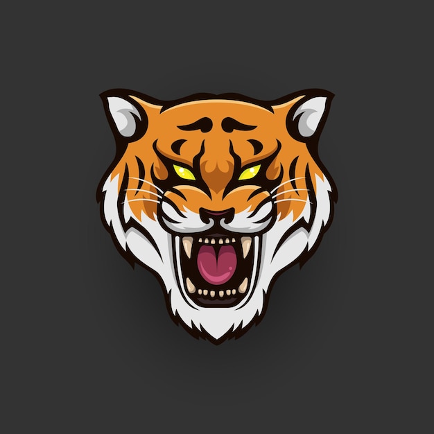 Logotipo da cabeça de tigre com rosto sorridente