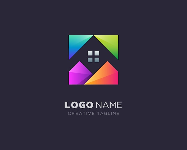 Logotipo da casa colorida criativa