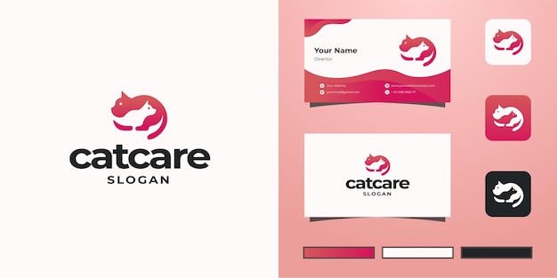 Logotipo da cat care negative space