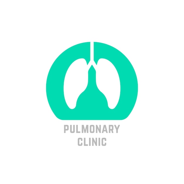 Vetor logotipo da clínica pulmonar simples verde. conceito de ajuda, brônquios, traqueia, tórax, pesquisa, respiração, interno. isolado no fundo branco. estilo simples tendência pulmões modernos logotipo design ilustração em vetor