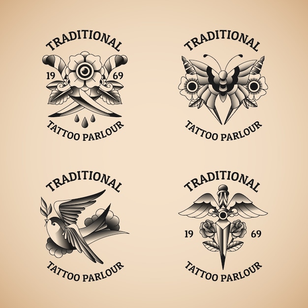 Logotipo da coleção de tatuagens desenhado à mão