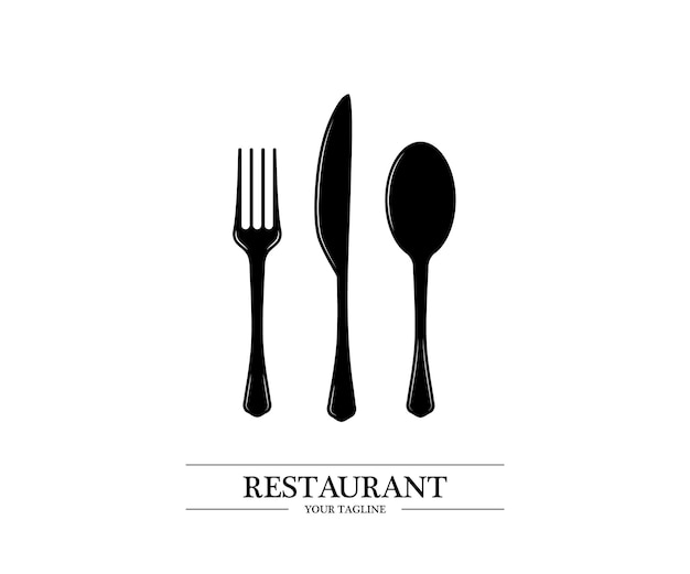 Logotipo da colher, faca e garfo. Ícone de talheres. Sinais de restaurante. Colher, faca, garfo. Sinais de restaurante.