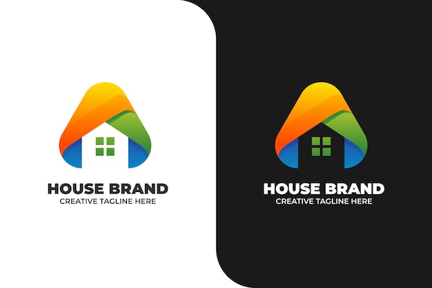 Logotipo da construção de casas em gradiente