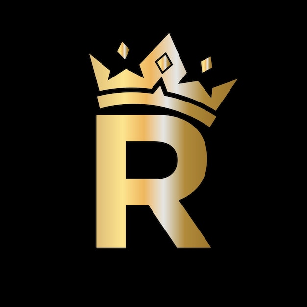 Vetor logotipo da coroa da letra r logotipo da coroa no modelo de vetor da letra r para sinal de luxo elegante estrela de moda de beleza
