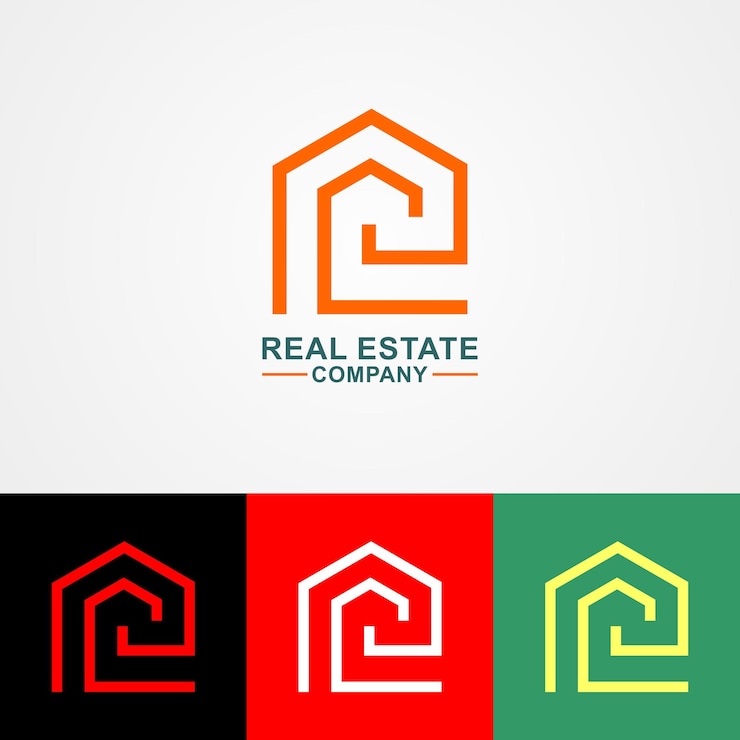 Vetor logotipo da empresa imobiliária abstrata. modelo de logotipo de design, com ícones de casa e janela