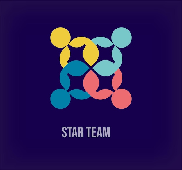 Vetor logotipo da equipe de estrelas criativas transições de cores únicas vector de modelo de logotipo corporativo do ciclo de estrelas