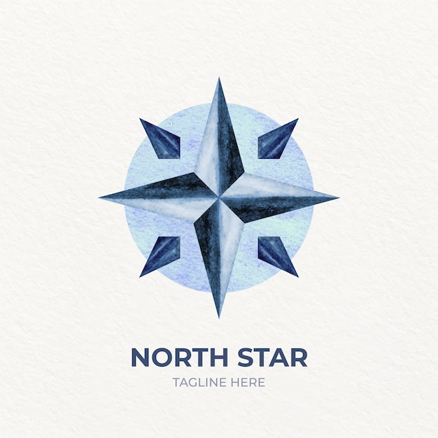 Vetor logotipo da estrela do norte em aquarela