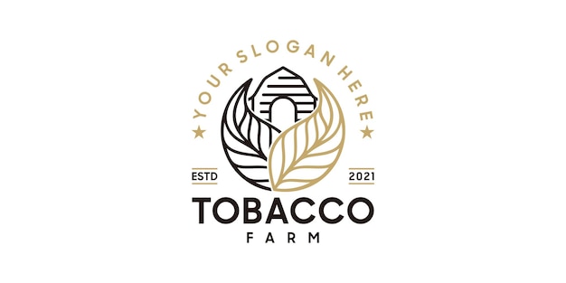 Logotipo da fazenda de tabaco vintage com estilo de linha de arte, referência de logotipo