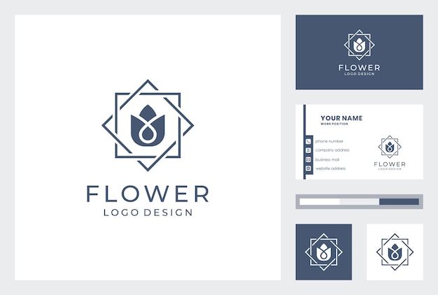 Logotipo da flor com modelo de cartão.