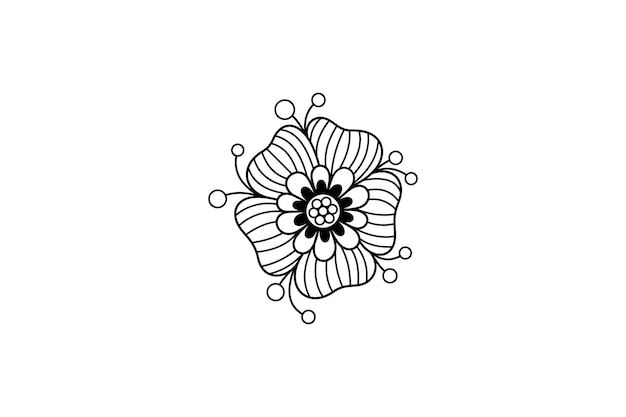 Logotipo da flor de hibisco em estilo de design zentangle